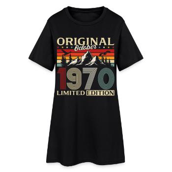 55ème Anniversaire Original Octobre Millésime 1970 - Robe T-shirt Femme - noir - Devant