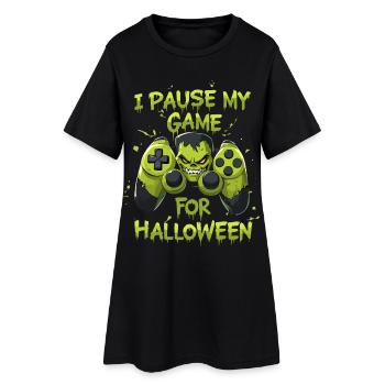 Gamepad Gamer Halloween Zombie Zocker macht Pause - Frauen T-Shirt-Kleid - Schwarz - Vorne