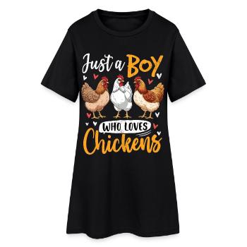 Boy loves chickens – motif amusant - Robe T-shirt Femme - noir - Devant