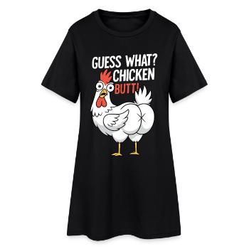 Cul de poulet disant dessin animé - Robe T-shirt Femme - noir - Devant