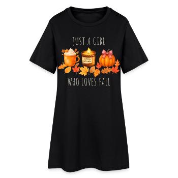 Nur ein Mädchen das Herbst liebt - Frauen T-Shirt-Kleid - Schwarz - Vorne