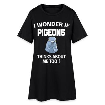 Je me demande si les pigeons ne pensent pas à moi trop drôle d’oiseaux - Robe T-shirt Femme - noir - Devant