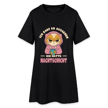 Nachtschicht Geschenk Katzen Schichtarbeit Frauen - Frauen T-Shirt-Kleid - Schwarz - Vorne