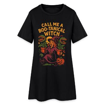Nennen Sie mich eine boo-tanische Hexe Halloween-Design - Frauen T-Shirt-Kleid - Schwarz - Vorne