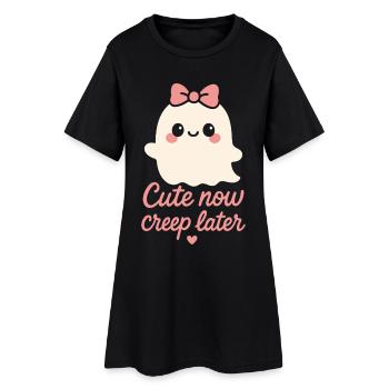 Cute Now Creep Later Halloween Ghost - Women’s T-Shirt Dress - black - Front
