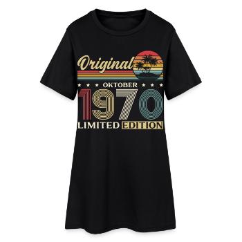 55ème Anniversaire Original Octobre Millésime 1970 - Robe T-shirt Femme - noir - Devant