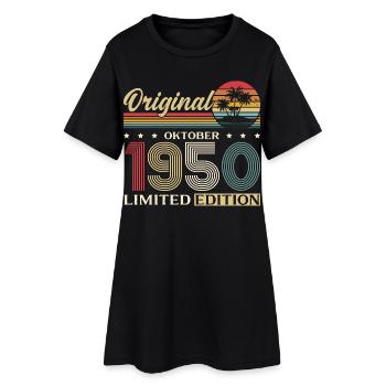 75ème Anniversaire Original Octobre Millésime 1950 - Robe T-shirt Femme - noir - Devant