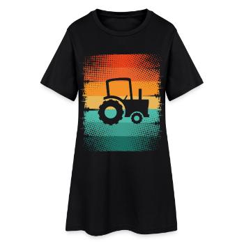 Traktor - Frauen T-Shirt-Kleid - Schwarz - Vorne