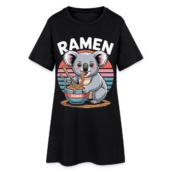 Ramen Koala au coucher de soleil rétro - Robe T-shirt Femme - noir - Devant