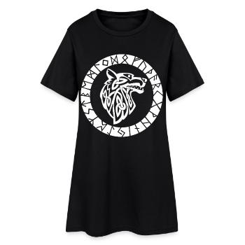 Wikinger-Emblem des weißen Wolfes - Frauen T-Shirt-Kleid - Schwarz - Vorne