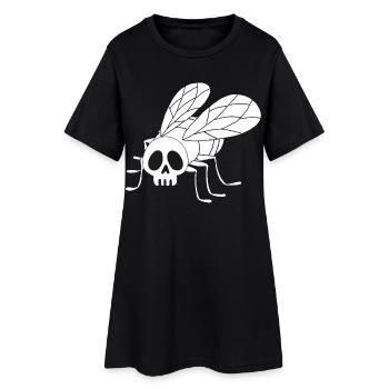Crâne de mouche (blanc) - Robe T-shirt Femme - noir - Devant