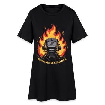Casque de flammes : Art du métal brûlant - Robe T-shirt Femme - noir - Devant