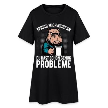 Don’t talk to me - Hippopotame au café - Robe T-shirt Femme - noir - Devant