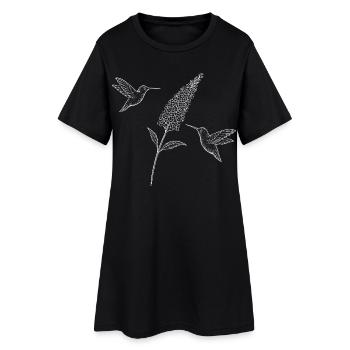 Colibris avec fleur Boho Cottagecore - Robe T-shirt Femme - noir - Devant