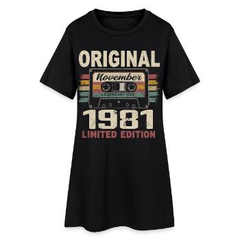 November 1981 Geschenk November 1981 - Frauen T-Shirt-Kleid - Schwarz - Vorne