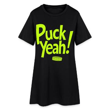Puck Yeah Eishockey Spruch Hockey Puck Grafik - Frauen T-Shirt-Kleid - Schwarz - Vorne