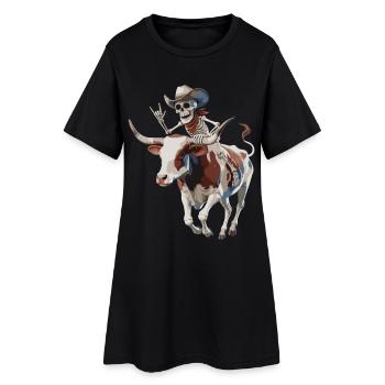 Cow-boy squelette sur une balade de taureau - Robe T-shirt Femme - noir - Devant