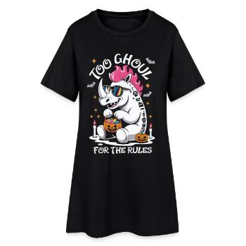 Ghoul Rhino Halloween Graphic - Women’s T-Shirt Dress - black - Front