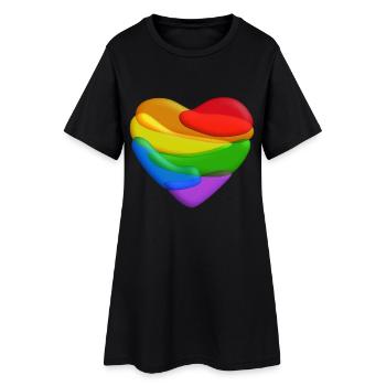 Coeur arc-en-ciel - Robe T-shirt Femme - noir - Devant