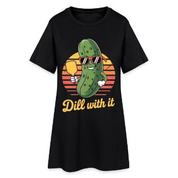 Pickleball Shirt – Gurke mit Schläger Dill with it - Frauen T-Shirt-Kleid - Schwarz - Vorne