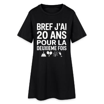 Bref j'ai 20 ans pour la deuxième fois - Robe T-shirt Femme - noir - Devant