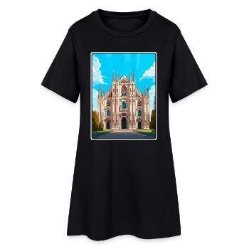 Mailand, Italien: Gotische Kathedrale unter strahlendem Himmel - Frauen T-Shirt-Kleid - Schwarz - Vorne