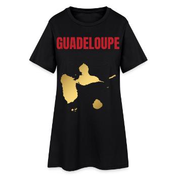 T-shirt Guadeloupe carte dorée Antilles - Robe T-shirt Femme - noir - Devant