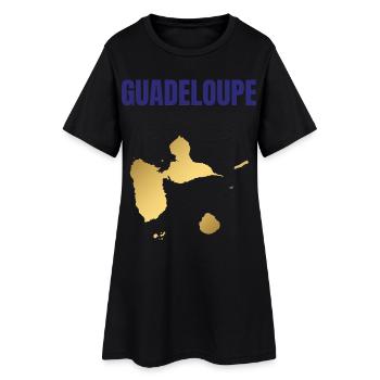 T-shirt Guadeloupe carte dorée Antilles - Robe T-shirt Femme - noir - Devant