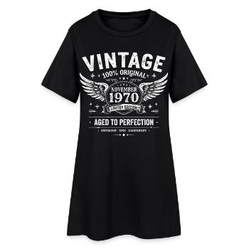 55 ans anniversaire | Anniversaire novembre 1970 - Robe T-shirt Femme - noir - Devant