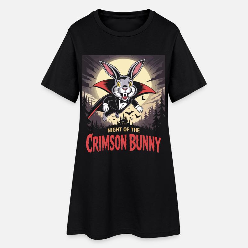 La Nuit du Lapin Pourpre - Bunny Design - Robe T-shirt Femme - noir