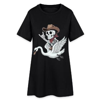 Squelette cow-boy sur cygne - Robe T-shirt Femme - noir - Devant