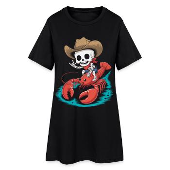 Cow-boy squelette chevauche le homard - Robe T-shirt Femme - noir - Devant