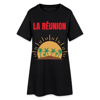 T-shirt La Réunion soleil et palmiers - Robe T-shirt Femme - noir - Devant