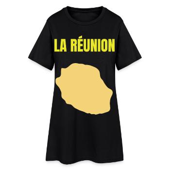 T-shirt carte La Réunion île dorée - Robe T-shirt Femme - noir - Devant