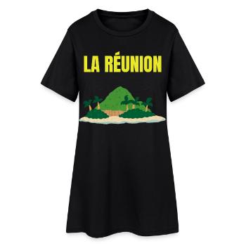 T-shirt île La Réunion tropicale - Robe T-shirt Femme - noir - Devant