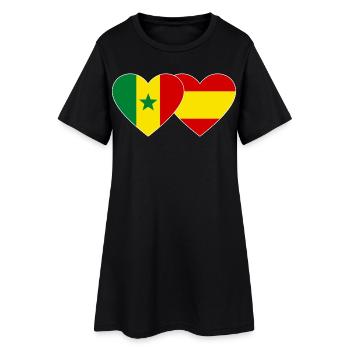 Espagne Sénégal Drapeau Coeur - Robe T-shirt Femme - noir - Devant