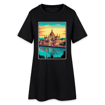 Budapest, Hongrie, Parlement, Affiche de voyage vintage - Robe T-shirt Femme - noir - Devant