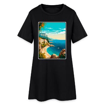 Makarska, Croatie, Falaise, Côte méditerranéenne - Robe T-shirt Femme - noir - Devant