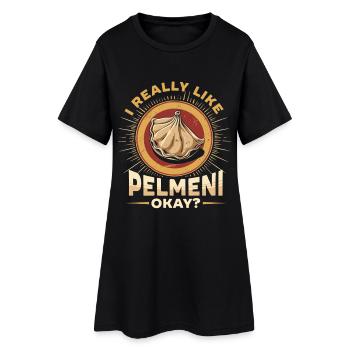 Pelmenis I Really Like Pelmeni Okay? - Frauen T-Shirt-Kleid - Schwarz - Vorne