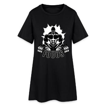 Focus Shirt – Fitness Bodybuilding Gym  - Frauen T-Shirt-Kleid - Schwarz - Vorne