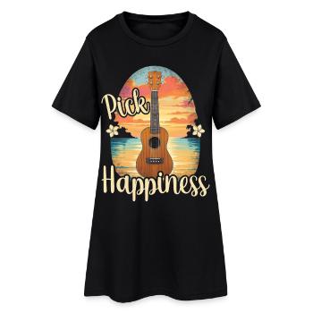 Pick Happiness! Ukulele Sunset - Women’s T-Shirt Dress - black - Front