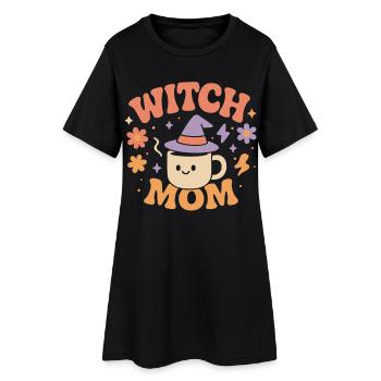 Sorcière Maman Halloween Costume Drôle Dicton - Robe T-shirt Femme - noir - Devant