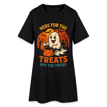 Ici pour les friandises drôle Halloween Dicton - Robe T-shirt Femme - noir - Devant
