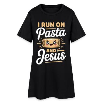 Je cours avec des pâtes et Jésus - Robe T-shirt Femme - noir - Devant