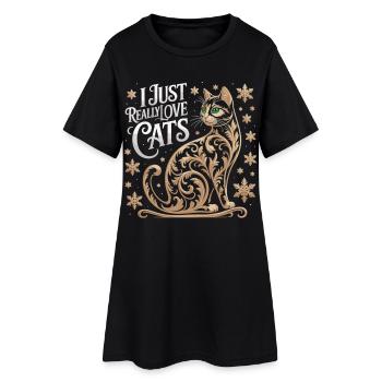 Chemise ornementale pour chat pour les amoureux des animaux - Robe T-shirt Femme - noir - Devant