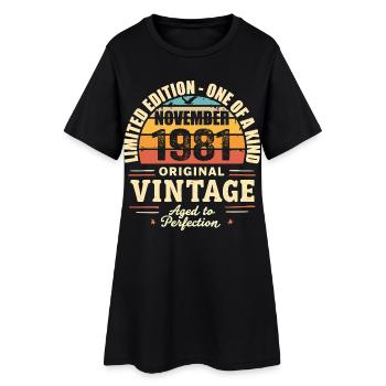 November 1981 Bestes Geschenk 1981 - November 1981 - Frauen T-Shirt-Kleid - Schwarz - Vorne