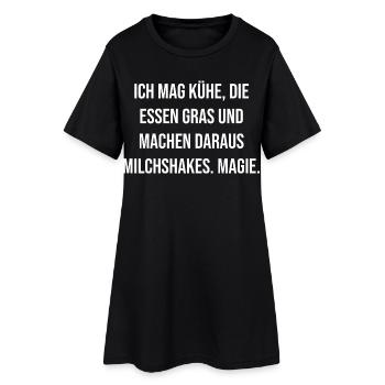 Les vaches mangent des milkshakes magiques à l’herbe - Robe T-shirt Femme - noir - Devant