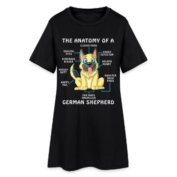 Anatomie d’un berger allemand - Robe T-shirt Femme - noir - Devant