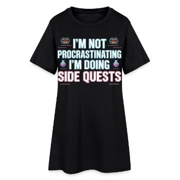 Je ne tergiverse pas, je fais des quêtes secondaires - Robe T-shirt Femme - noir - Devant