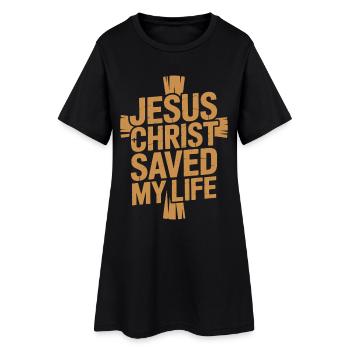 Jésus-Christ m’a sauvé la vie - Robe T-shirt Femme - noir - Devant